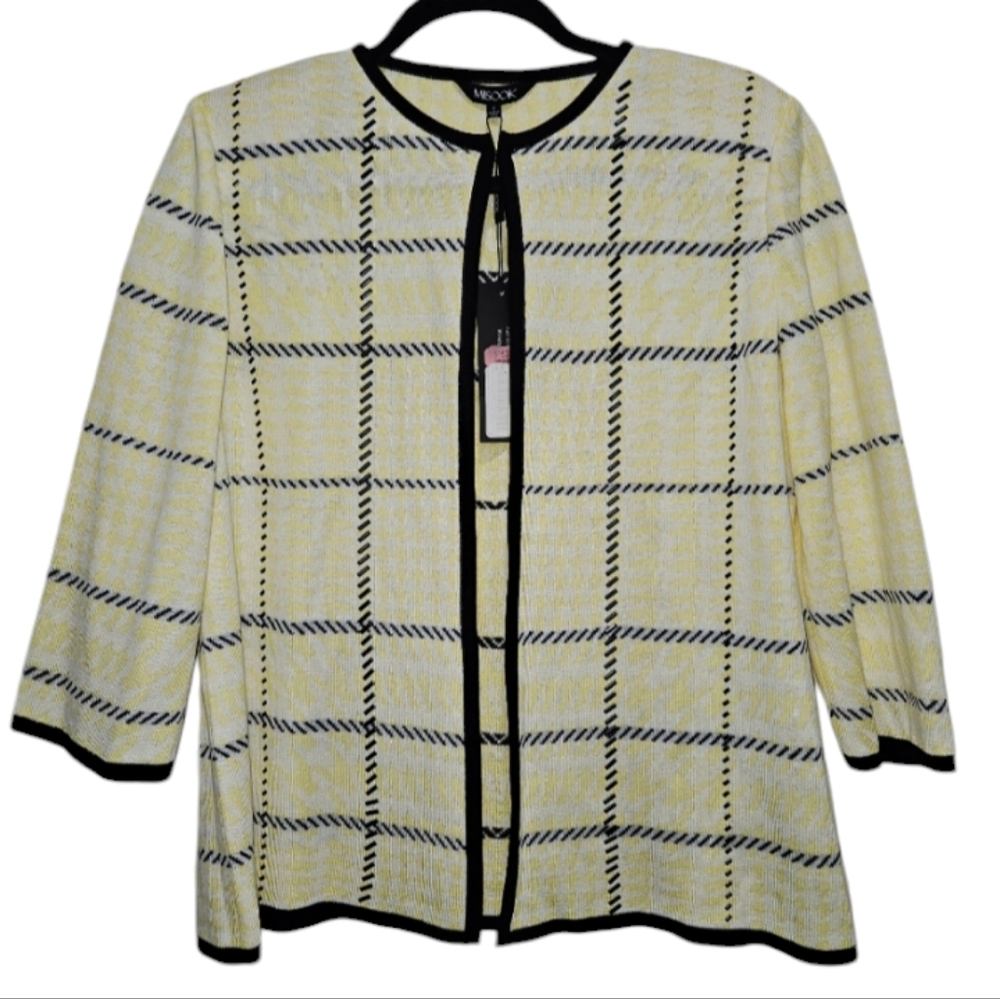NWT! Misook Blazer Yellow Houndstooth Women's Small Blazer Jacket Cardigan New!